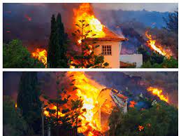 بركان لاباملا يحرق المنازل