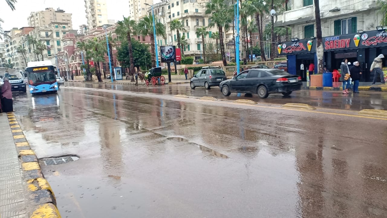 جانب من أمطار الإسكندرية الأن