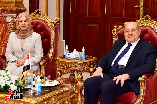 لقاء المستشار عبد الوهاب عبد الرزاق رئيس مجلس الشيوخ مع السيدة (21)