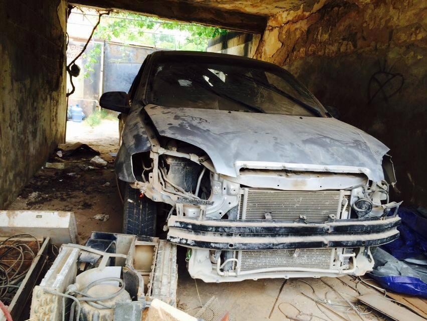 سيارة الشاب عبد الله الغرياني بعد تفجيرها