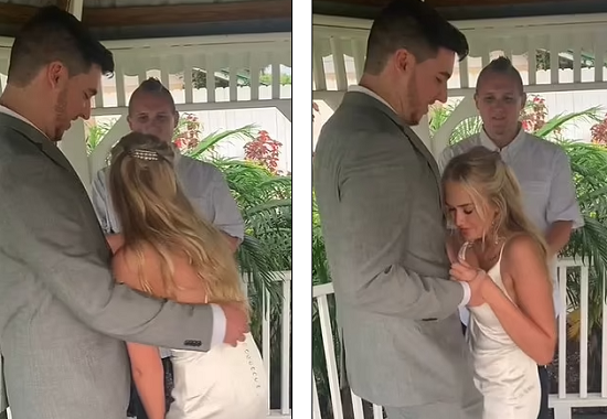  الأسوأ حظا.. عروس تفقد الوعى أثناء الزفاف وكارثة تهدد فستانها|بالفيديو