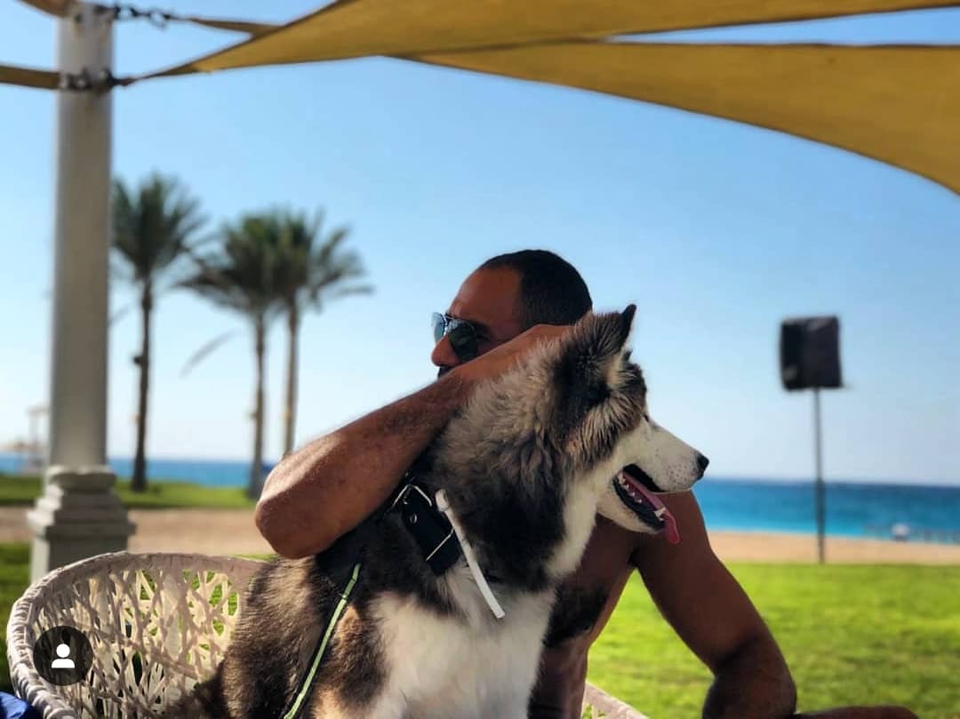 محمد شوقى مع الكلب
