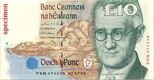 جيمس جويس على العملة الأيرلندية