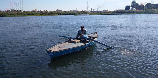 صياد قنا بالفلوكة في نهر النيل