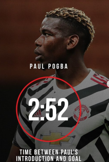 اليونايتد يستعرض توقيت هدف بوجبا بعد مشاركته كبديل