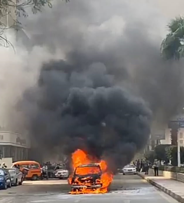 حريق سيارة بشارع البطل في المهندسين (5)