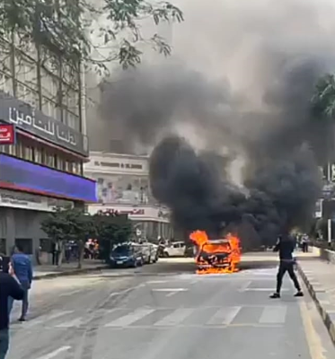 حريق سيارة بشارع البطل في المهندسين (1)