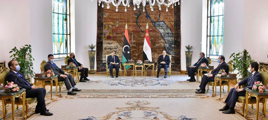 الرئيس عبد الفتاح السيسي يستقبل محمد المنفى رئيس المجلس الرئاسى الليبى