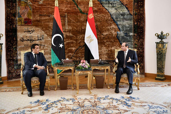 الرئيس-عبد-الفتاح-السيسي-ومحمد-المنفي-رئيس-المجلس-الرئاسي-الليبي