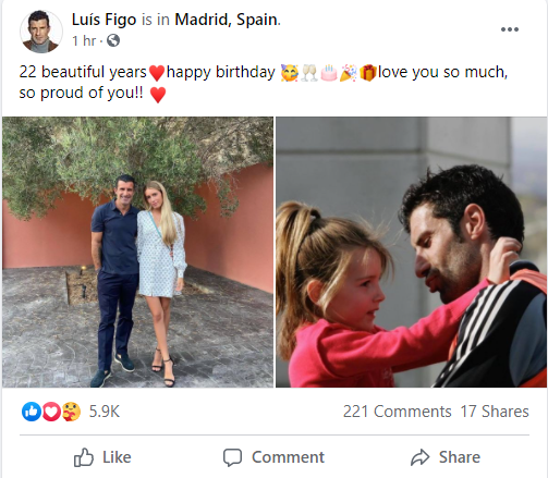 لويس فيجو يحتفل بعيد ميلاد ابنته