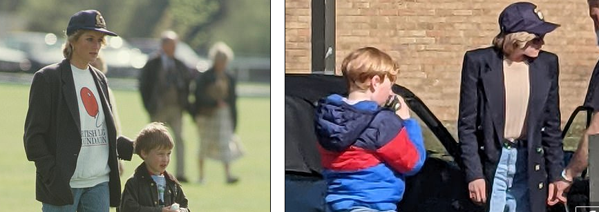 كريستين على اليمين فى حين الأميرة ديانا على اليسار