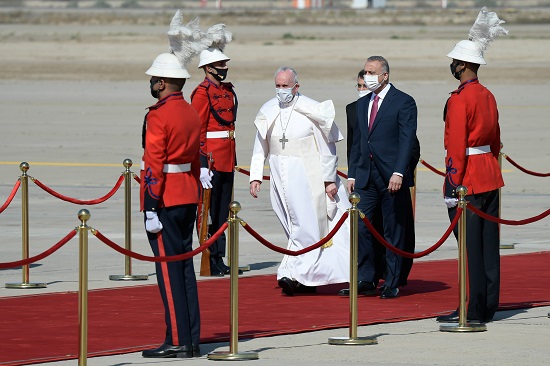 استقبال البابا فرنسيس بقصر بغداد