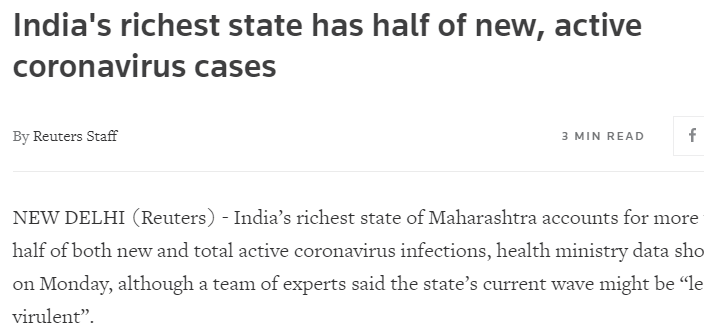 اغنى دول فى الهند لديها نصف اصابات كورونا