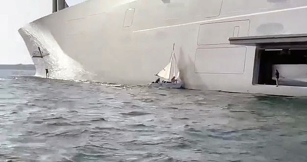 قارب شراعى يصطدم ويخدش يخت ملياردير روسى بـ 500 مليون دولار فى إسبانيا .. فيديو وصور (2)