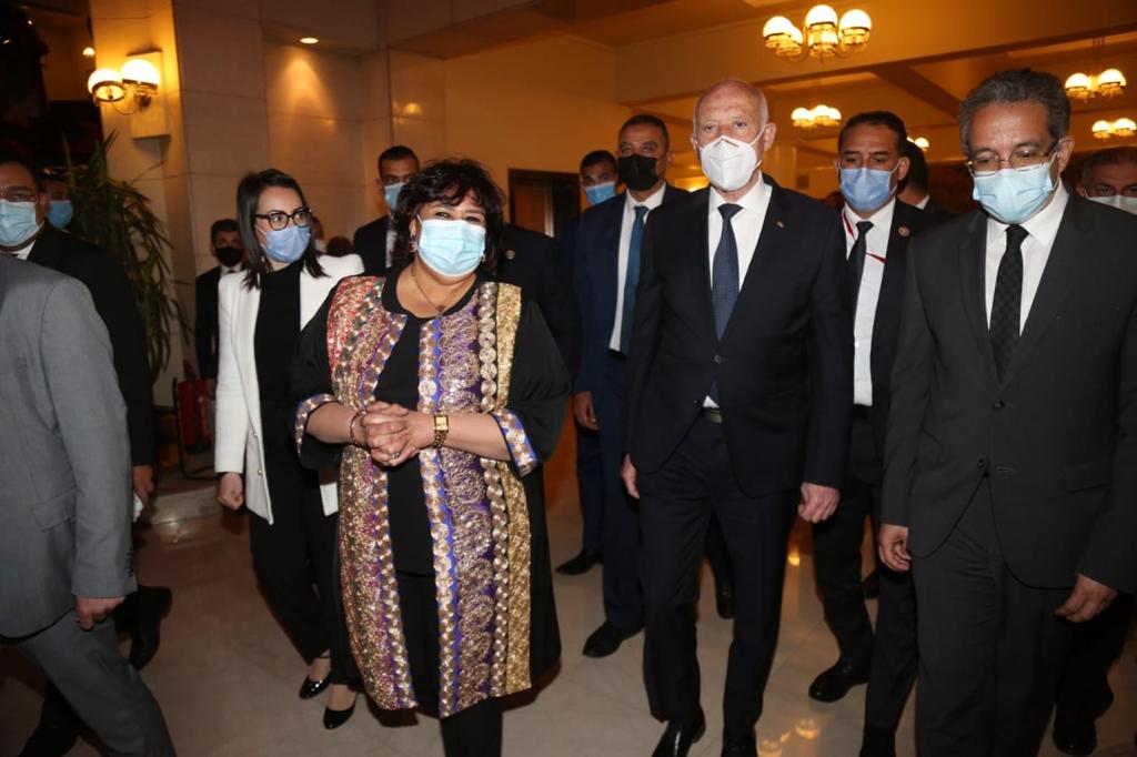 وزيرة الثقافة المصرية الدكتورة ايناس عبد الدايم تستقبل الرئيس التونسى قيس سعيد