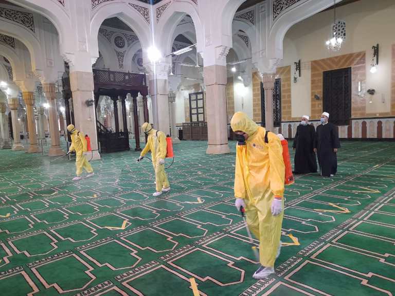 تعقيم مسجد إبراهيم الدسوقي بكفر الشيخ