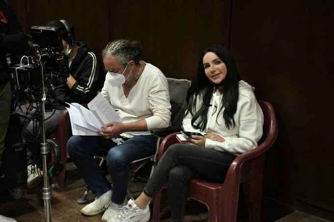 انجى علاء والمخرج احمد جلال