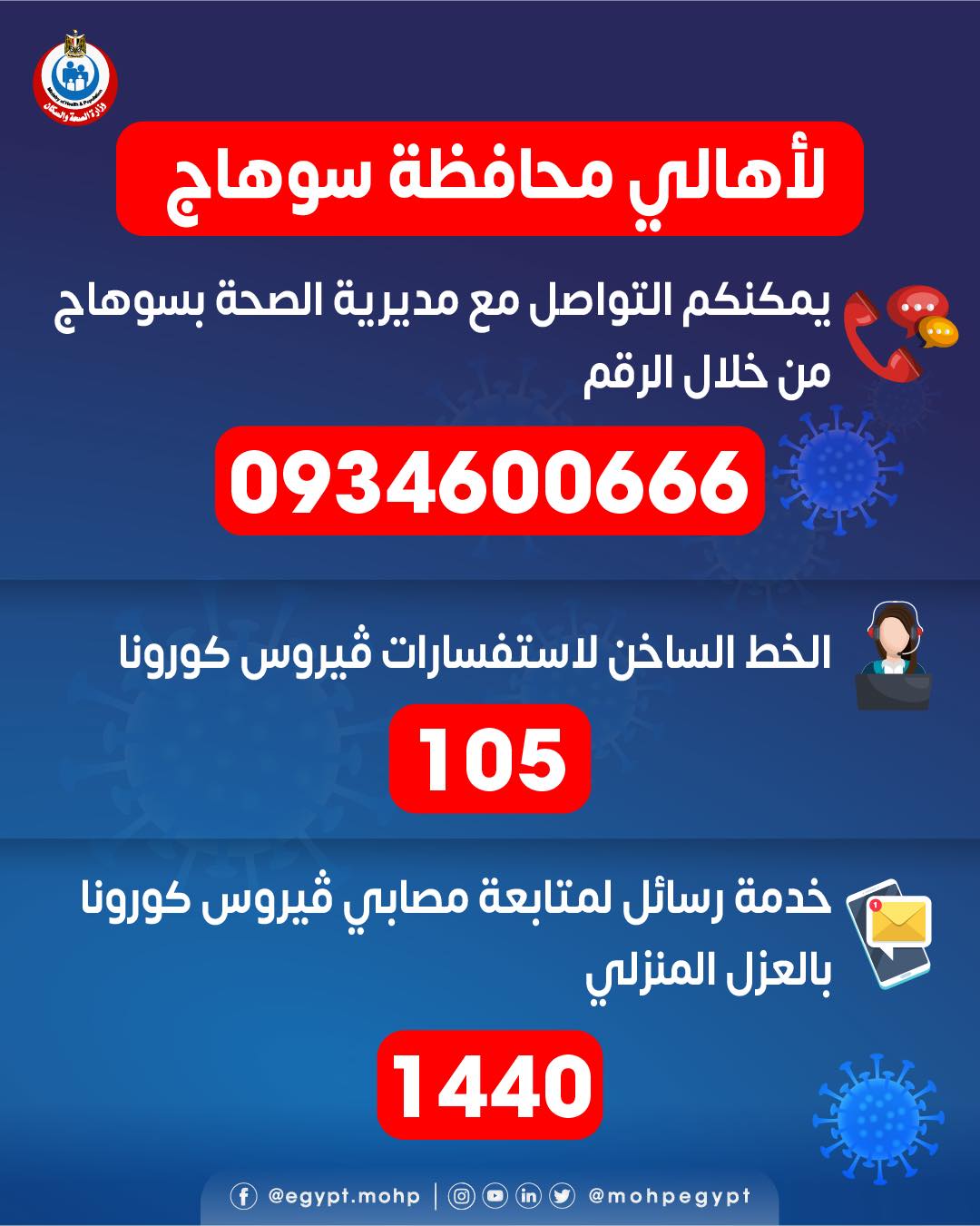 رقم هاتف وزارة الصحة