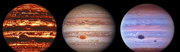 كوكب المشترى بالأطوال الضوئية المختلفة كوكب المشترى بالأطوال الضوئية المختلفة