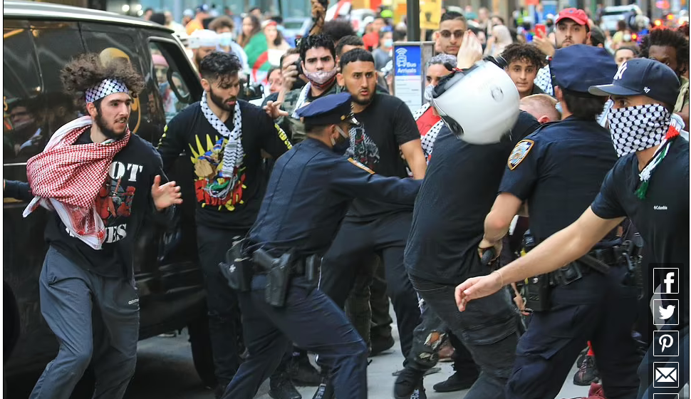 الشرطة والمتظاهرين فى نيويورك