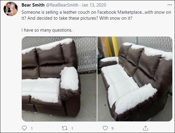 أريكة مغطاة بالثلج