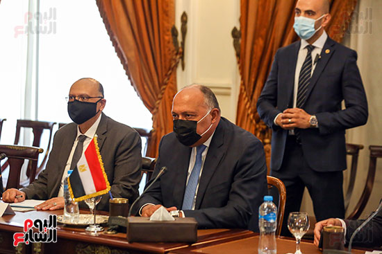 وزير الخارجية سامح شكرى يستقبل نظيره القطرى فى قصر التحرير (7)