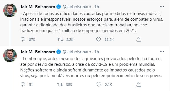 رئيس البرازيل يغرد عن كورونا