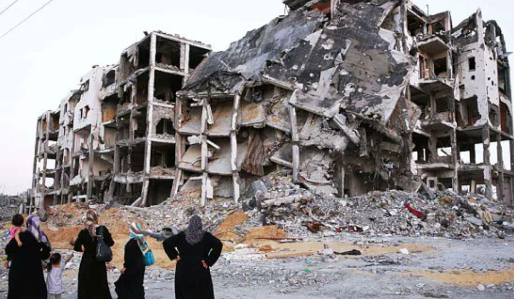 المبنى المدمرة في غزة