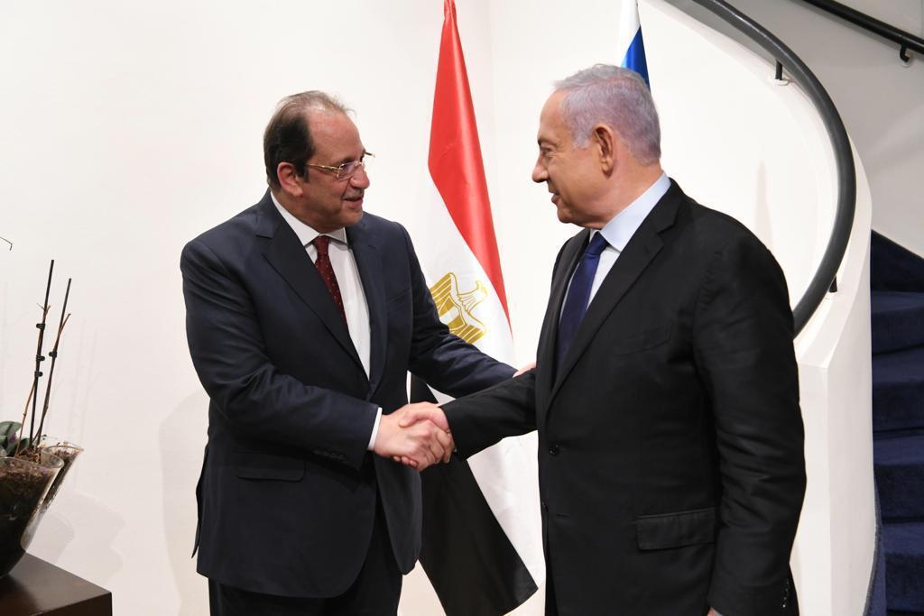 رئيس الوزراء الإسرائيلي بنيامين نتنياهو يستقبل الوزير عباس كامل