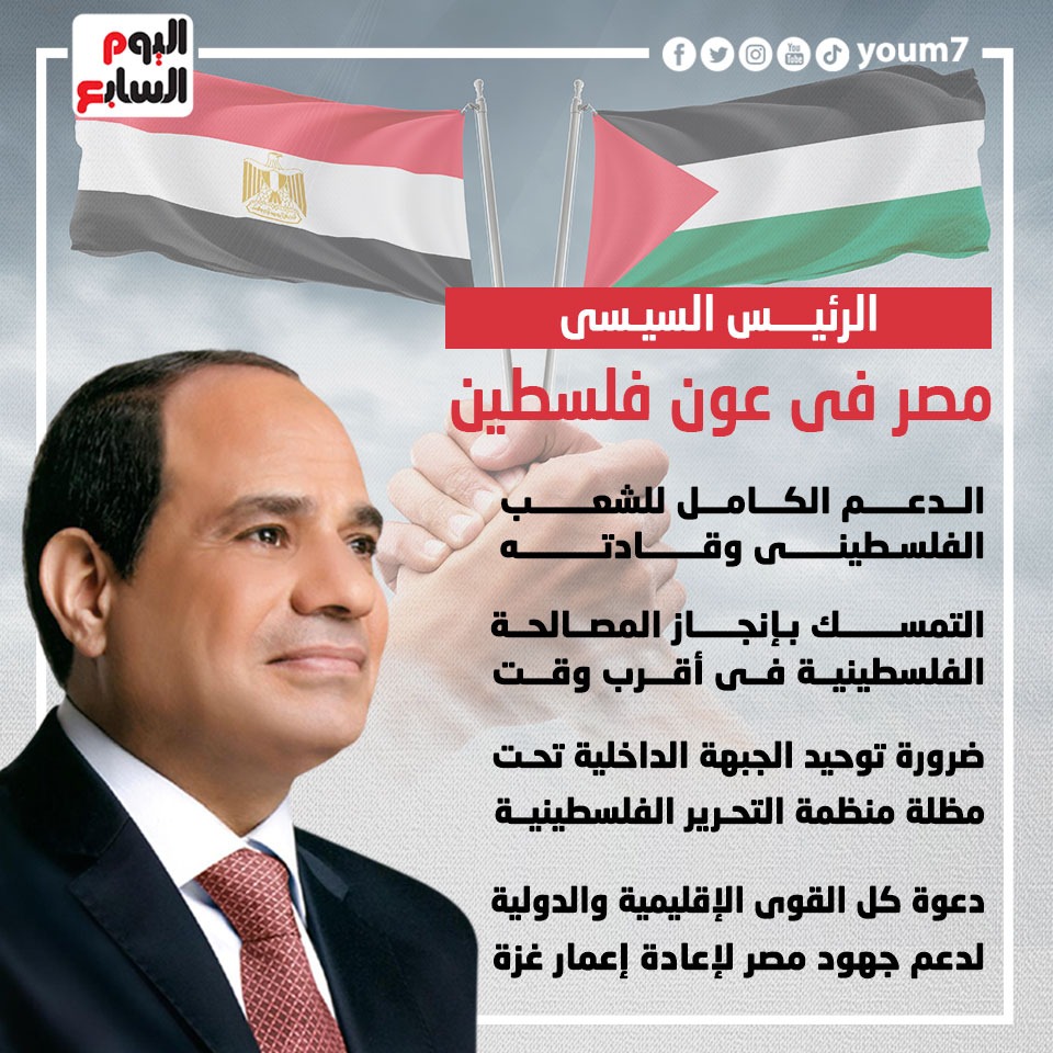 الرئيس السيسى.. مصر فى عون فلسطين