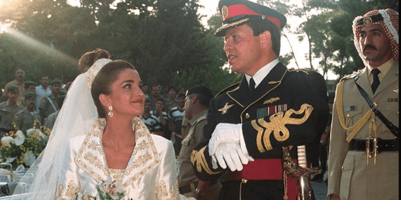 الملك عبد الله والملكة رانيا يوم زفافهما