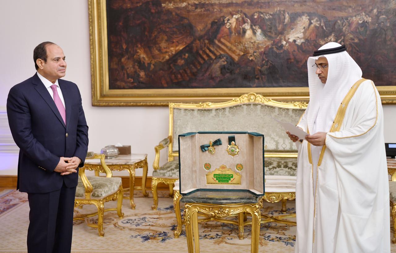  استقبال الرئيس عبد الفتاح السيسي  لعادل العسومي، رئيس البرلمان العربي وعضو مجلس النواب البحريني (4)