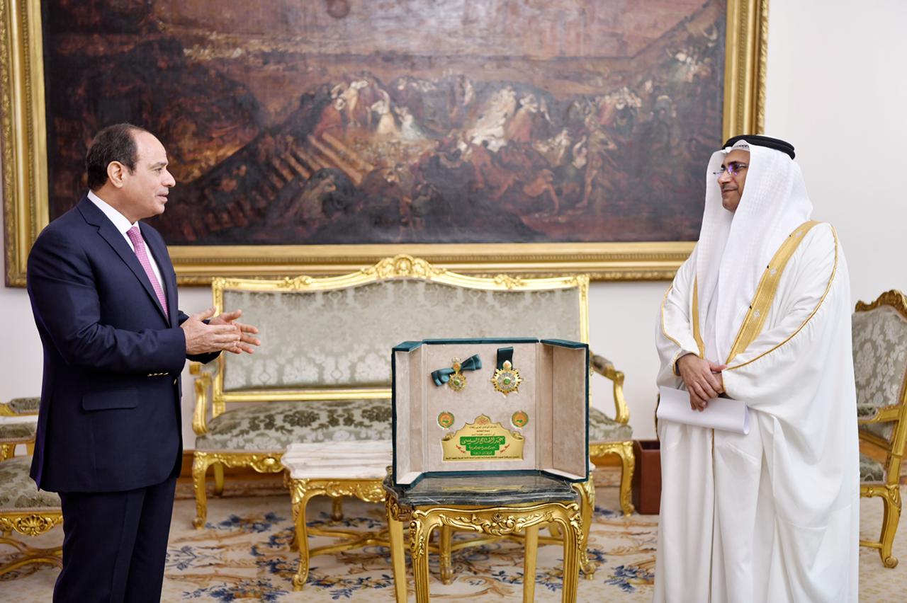  استقبال الرئيس عبد الفتاح السيسي  لعادل العسومي، رئيس البرلمان العربي وعضو مجلس النواب البحريني (3)