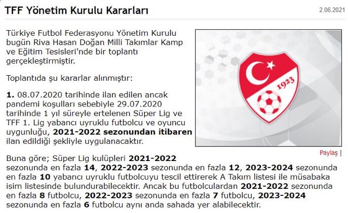 بيان الاتحاد التركي
