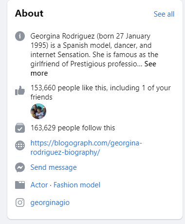 صفحة باسم جورجينا على فيس بوك