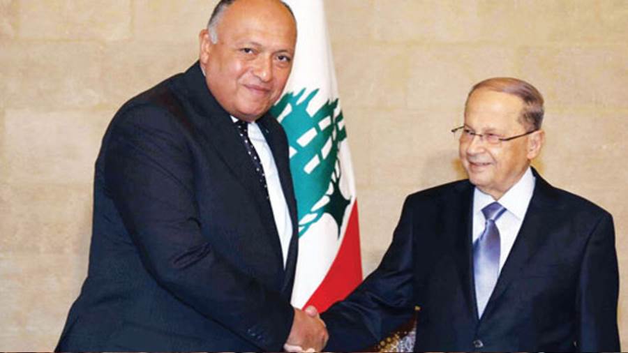 رئيس لبنان ميشال عون ووزير الخارجية سامح شكرى