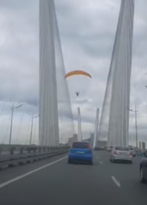 الطائرة تطير على الجسر