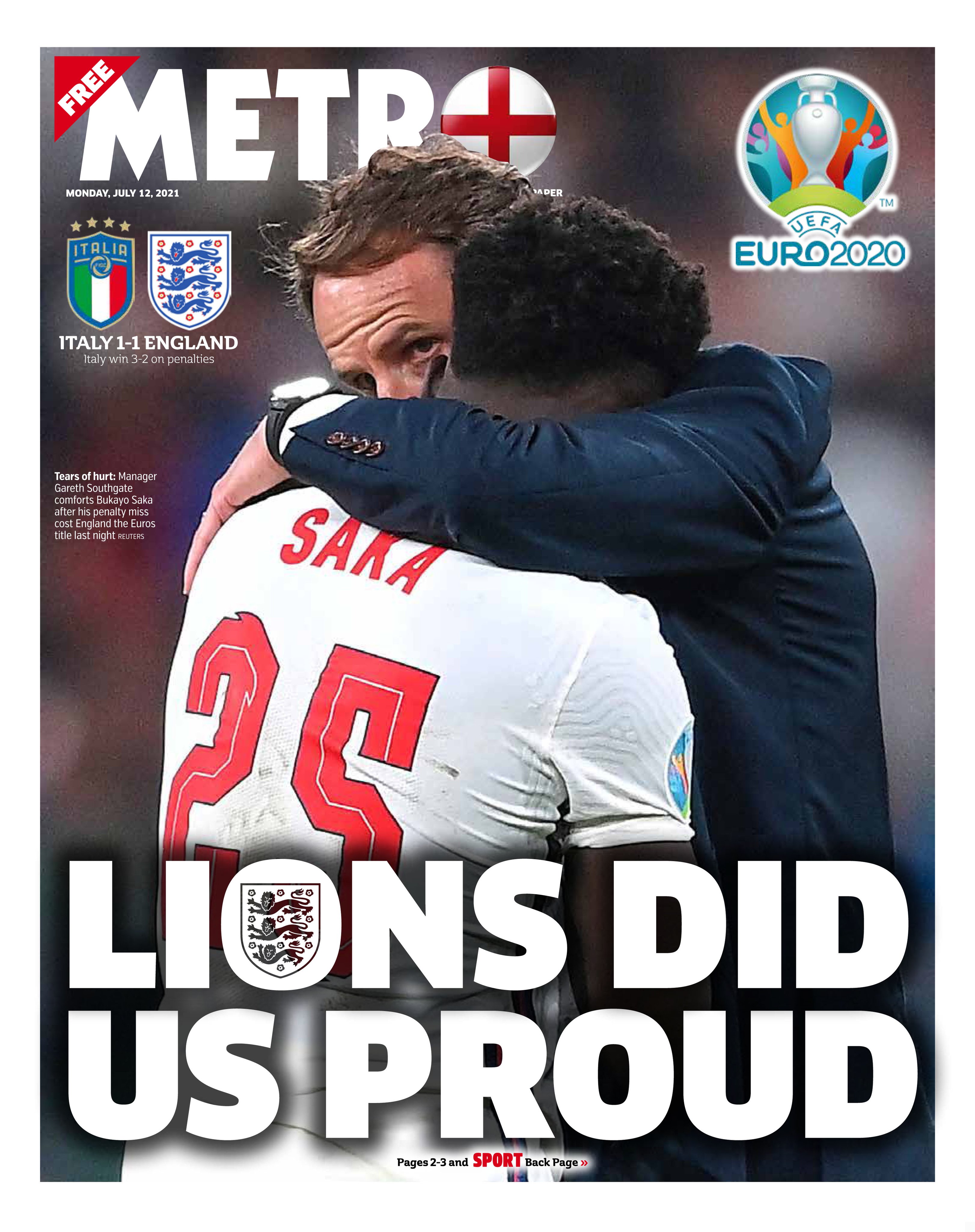 مترو بعد خسارة انجلترا نهائي يورو 2020