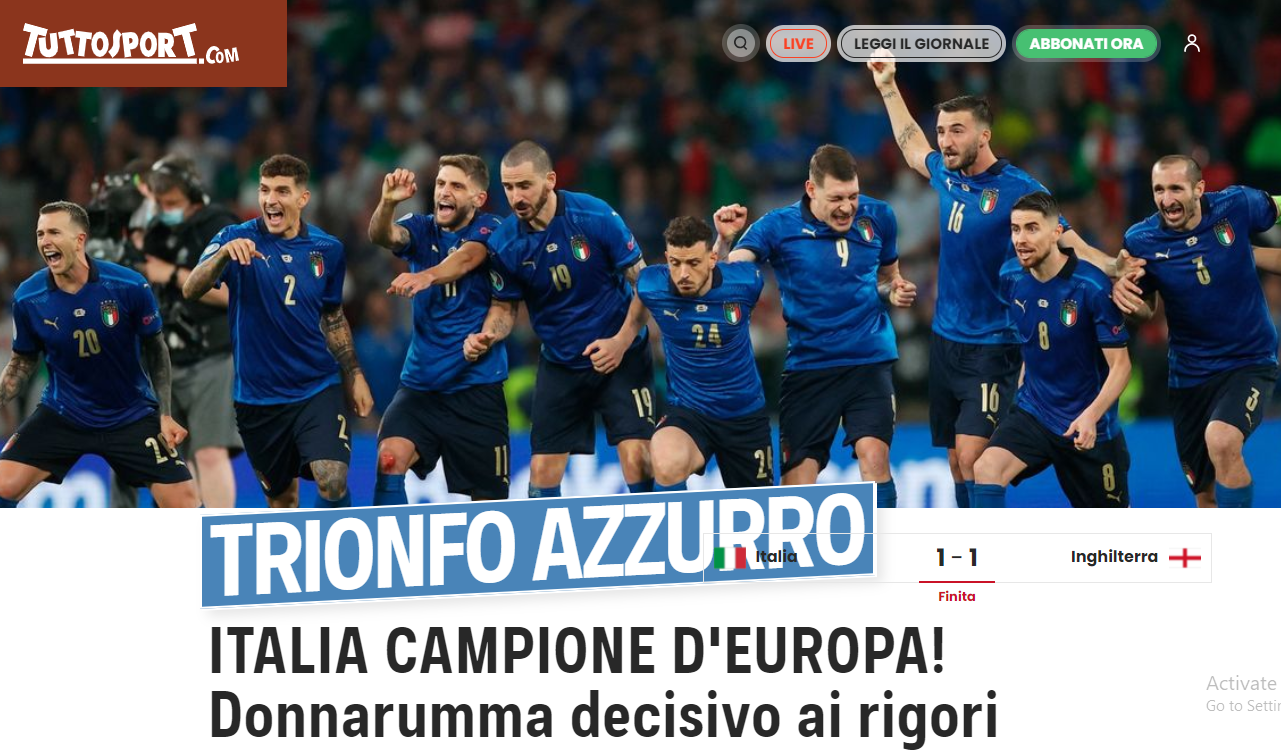 توتوسبورت بعد فوز ايطاليا بلقب يورو 2020