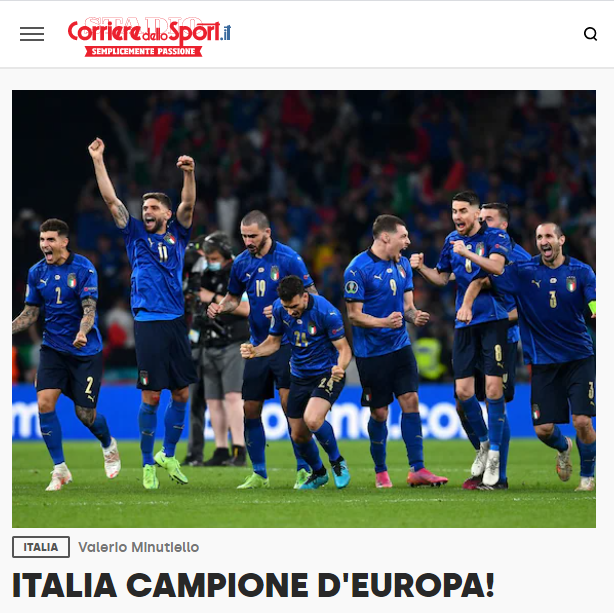 كوريري بعد فوز ايطاليا بلقب يورو 2020