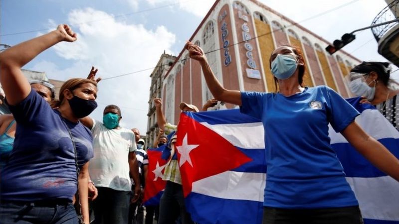 مظاهرات مؤيدة لرئيس كوبا