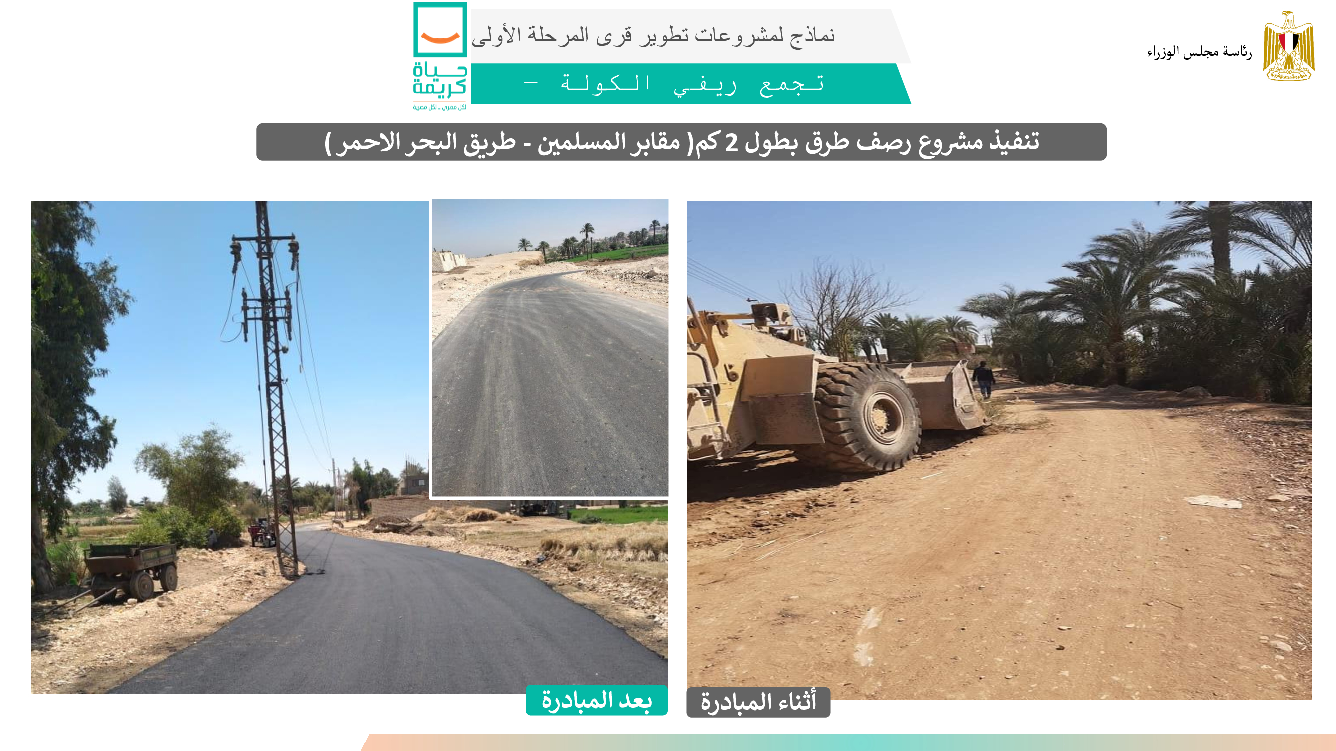 تنفيذ مشروع رصف طرق بطول 2 كم( مقابر المسلمين - طريق البحر الاحمر )