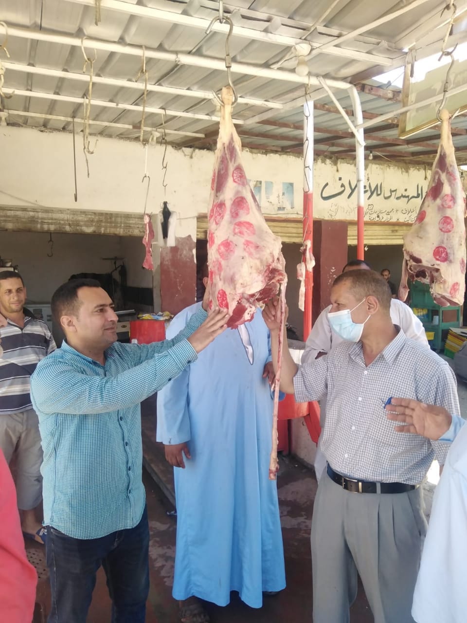 الكشف على اللحوم  بمحال الجزارة بكفر الشيخ
