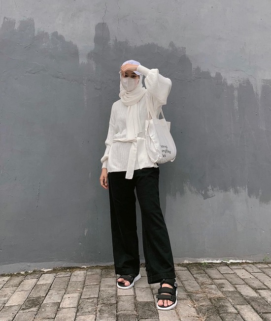أفكار لتنسيق اللون الأبيض مع الحجاب (10)