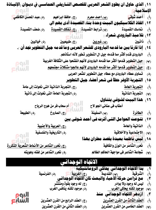 مراجعات ليلة الامتحان للثانوية العامة 2021 فى اللغة العربية الجزء الثاني (2)