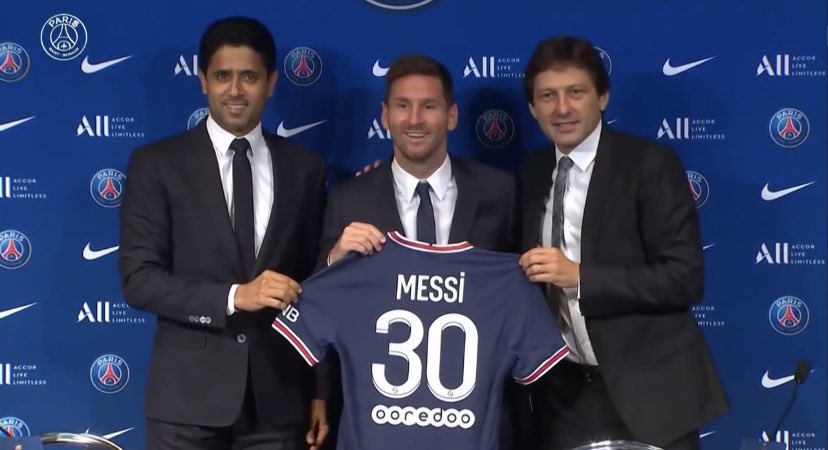 ميسي مع الخليفي وليوناردو