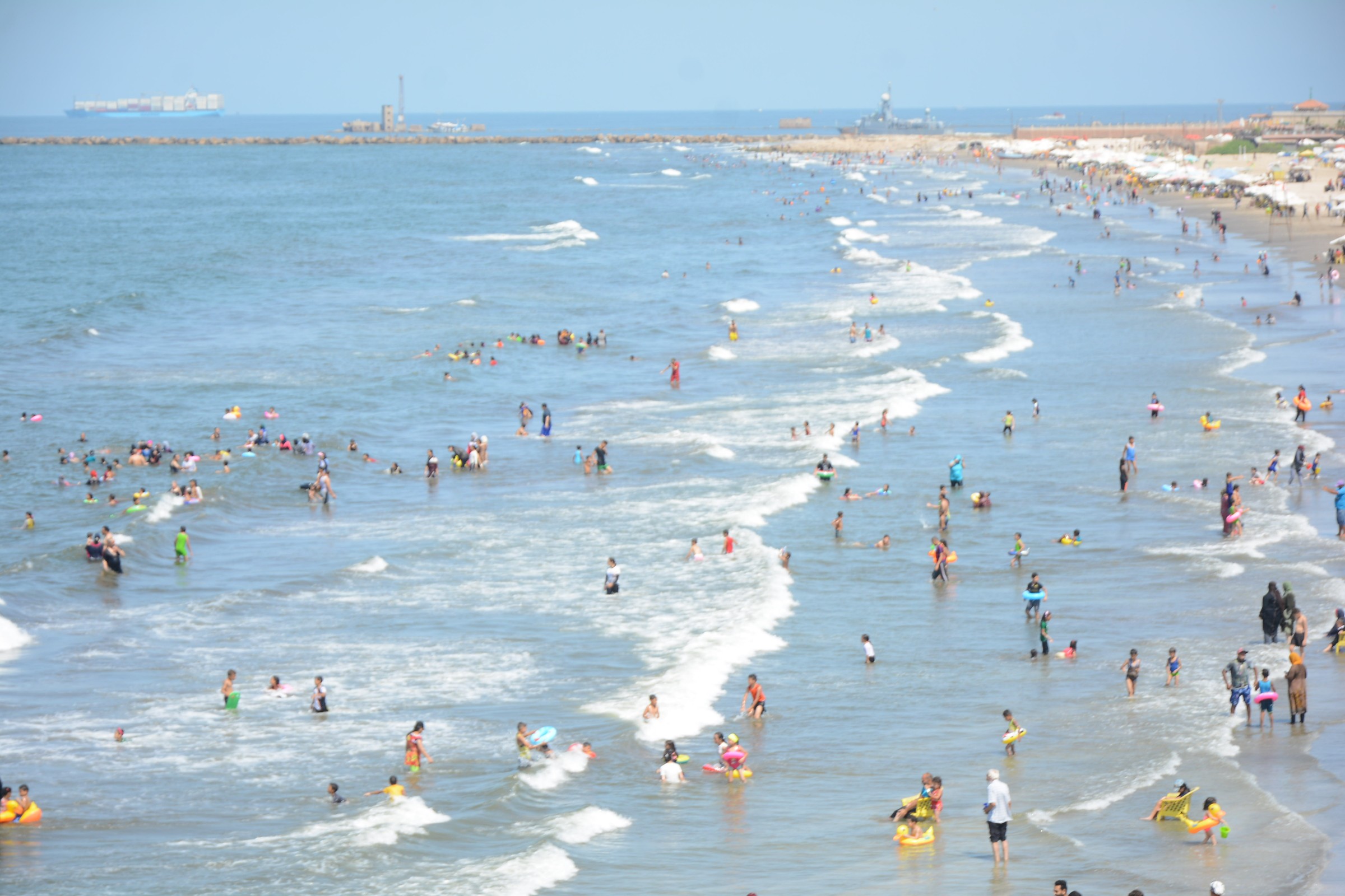 شاطئ بورسعيد اليوم مع أجازة العام الهجري