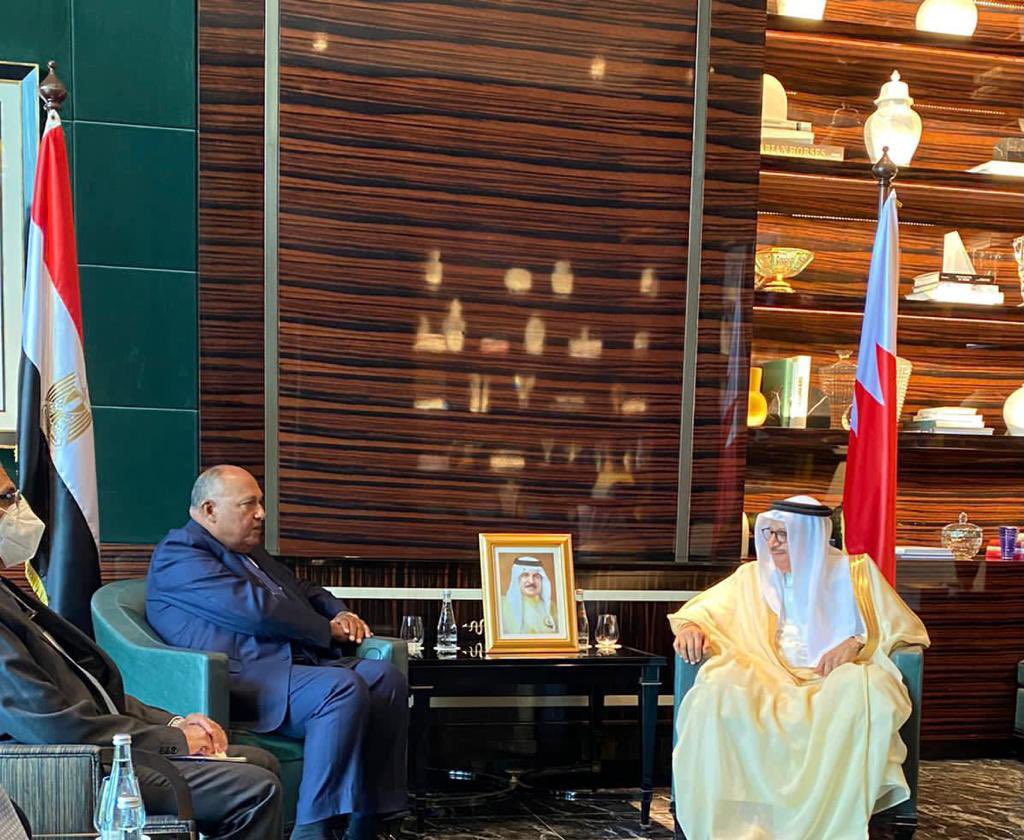 وزير الخارجية سامح شكري يجرى مشاورات مع نظيره البحرينى