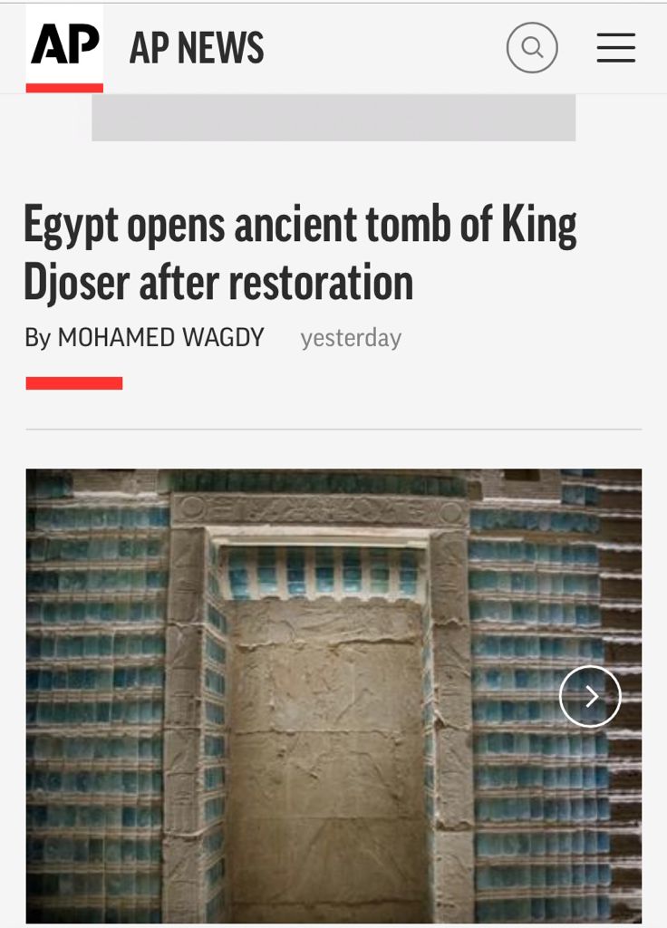 افتتاح  مشروع ترميم المقبرة الجنوبية للملك زوسر يتصدر أخبار الصحف ووكالات الأنباء العالمية (5)