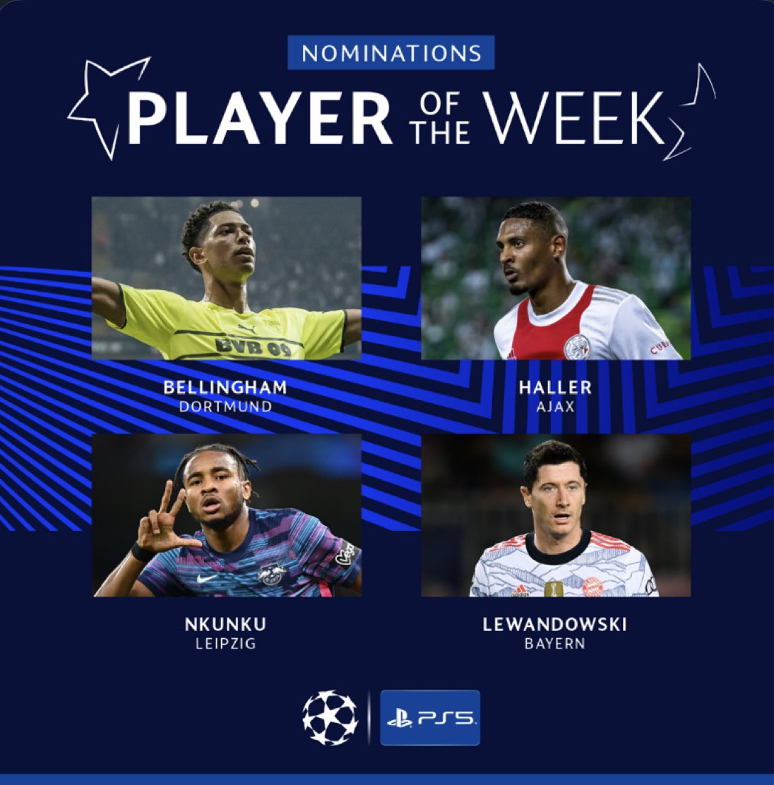 The nominees for the UEFA Champions League Player of the Week award